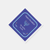 Blue HANUKKAH Menorah Customize NAME スタンダードカクテルナプキン (角)