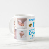 Blue Happy First Mother's Day Mummy 5 Photo   コーヒーマグカップ (正面左)
