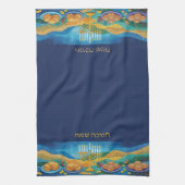 Blue Happy Hanukkah Menorah Food Latkes & Donuts キッチンタオル (縦)
