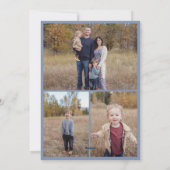 Blue Happy Holidays Card 4 Family Photos シーズンカード (裏面)