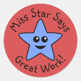 Blue Happy Star 素晴らし Workスタンプ ラウンドシール