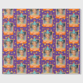 Blue Hatパーソナライズされた搭載のキッドフォトハッピーバースデー ラッピングペーパー (フラット)