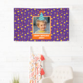 Blue Hatパーソナライズされた搭載のキッドフォトハッピーバースデー 横断幕 (インサイチュ)