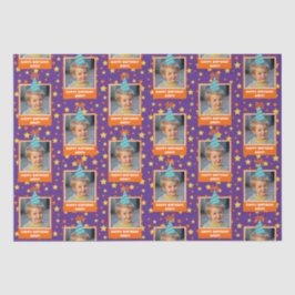 Blue Hatパーソナライズされた搭載のキッドフォトハッピーバースデー 薄葉紙