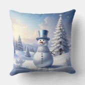 Blue Hat Snowman Christmas Tree Holiday クッション (裏面)
