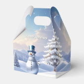 Blue Hat Snowman Christmas Tree Holiday Favor Box フェイバーボックス (裏面サイド)