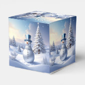Blue Hat Snowman Christmas Tree Holiday Favor Box フェイバーボックス (裏面サイド)
