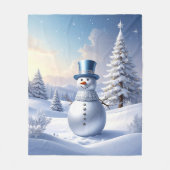 Blue Hat Snowman Fleece Blanket フリースブランケット (正面)