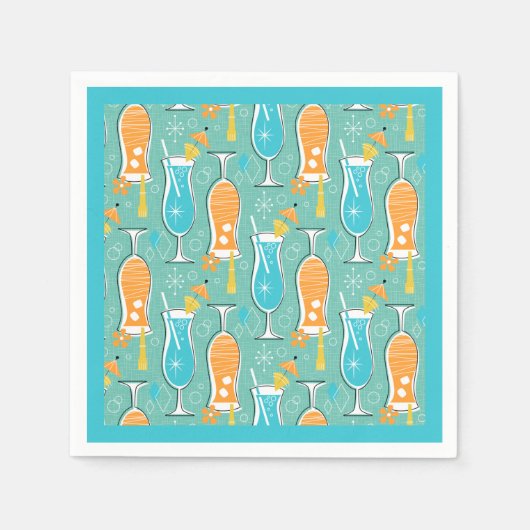 Blue Hawaii and Tropical Itch - Bg Turquoise スタンダードカクテルナプキン (正面)