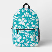 BLUE HAWAII PATTERN IN TEAL プリントバックパック (正面)