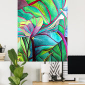 Blue Hawaii Tropical leaf foliage art ポスター (ホームオフィス)