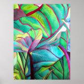 Blue Hawaii Tropical leaf foliage art ポスター (正面)