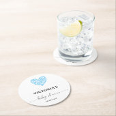 Blue Heart Baby Shower Party  ラウンドペーパーコースター (インサイチュ)