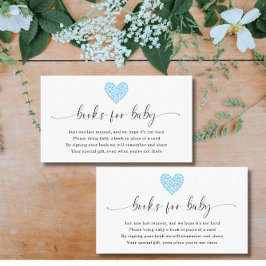Blue Heart Books for Baby Shower  エンクロージャーカード