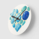 Blue Heart Gemstone Wall Clock – Elegant Spiritual ラウンド壁時計 (傾斜)