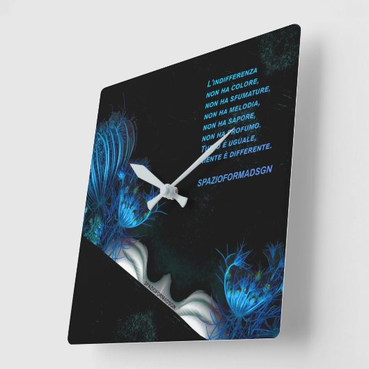 "Blue heart in black from venus" & Indifferenza スクエア壁時計 (傾斜)