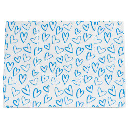 Blue Heart Pattern Large Gift Bag ラージペーパーバッグ