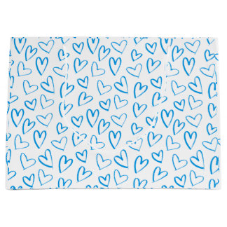 Blue Heart Pattern Large Gift Bag ラージペーパーバッグ