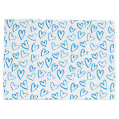 Blue Heart Pattern Large Gift Bag ラージペーパーバッグ (裏面)