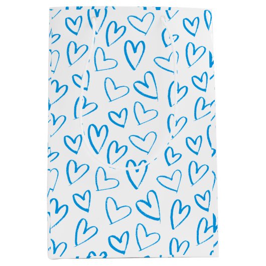 Blue Heart Pattern Medium Gift Bag ミディアムペーパーバッグ (正面)