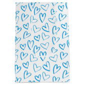 Blue Heart Pattern Medium Gift Bag ミディアムペーパーバッグ (裏面)