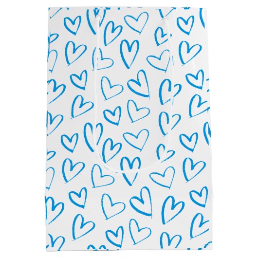 Blue Heart Pattern Medium Gift Bag ミディアムペーパーバッグ (裏面)
