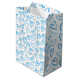 Blue Heart Pattern Medium Gift Bag ミディアムペーパーバッグ