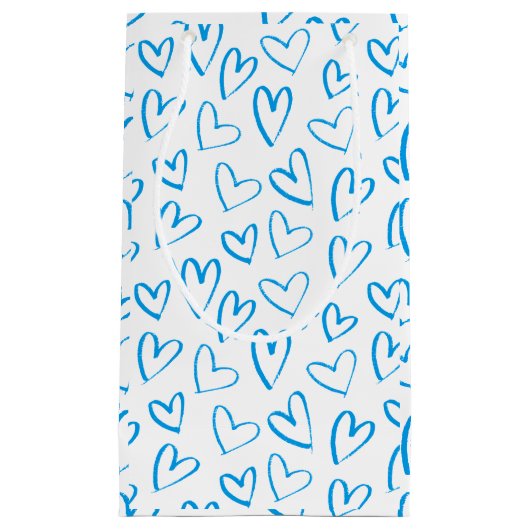 Blue Heart Pattern Small Gift Bag スモールペーパーバッグ (正面)