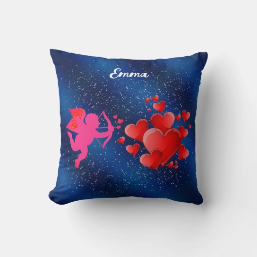 Blue heart  romantic wallpaper クッション (正面)