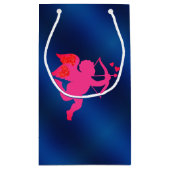 Blue heart  romantic wallpaper スモールペーパーバッグ (裏面)