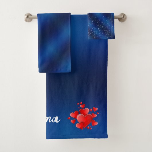 Blue heart  romantic wallpaper バスタオルセット (インサイチュ)