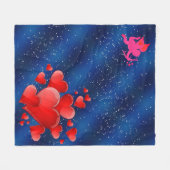 Blue heart  romantic wallpaper フリースブランケット (正面(横))