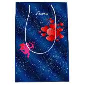 Blue heart  romantic wallpaper ミディアムペーパーバッグ (正面)