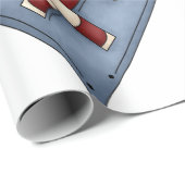 Blue Heart with Candy Canes Country Christmas ラッピングペーパー (ロールコーナー)