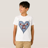 Blue Heart with Candy Canes Country Christmas Tシャツ (正面フル)