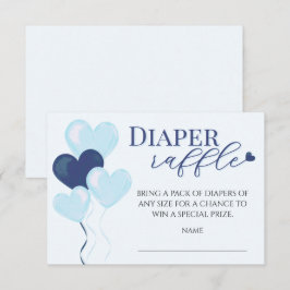Blue Hearts Boy Baby Shower Diaper Raffle エンクロージャーカード