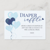 Blue Hearts Boy Baby Shower Diaper Raffle エンクロージャーカード (正面)