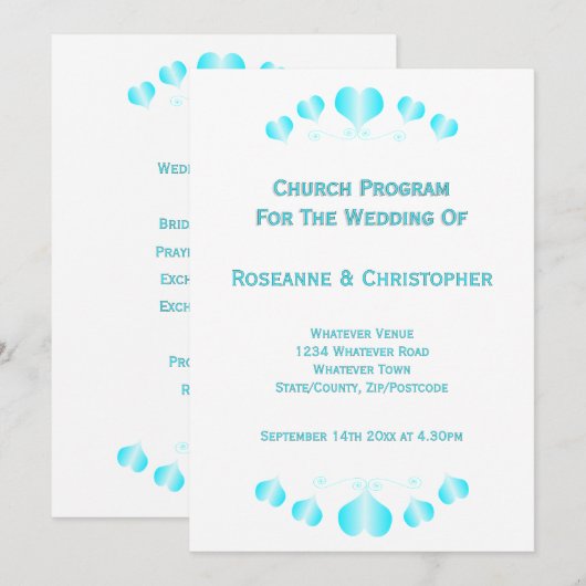 Blue Hearts Design Wedding プログラム (正面/裏面)