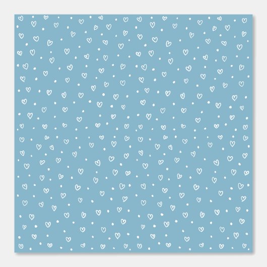 Blue Hearts & Dots Pattern – Cute Hand-Drawn Desig 壁紙 (正面)