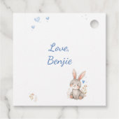 Blue Hearts Pastel Flowers Birthday Boy Party フェイバータグ (裏面)