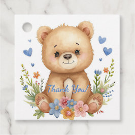 Blue Hearts Pastel Flowers Birthday Boy Party フェイバータグ