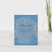 Blue Hearts Sparkly Lights Personalized Wedding  サンキューカード (正面)