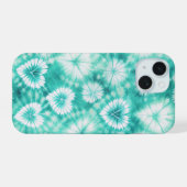 Blue Hearts Tie Dye iPhone 15ケース (裏面横)