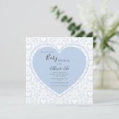 Blue Hearts Vintage Baby Shower 招待状 (スタンド正面)