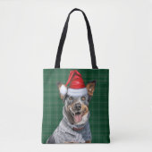 Blue Heeler Cattl Christmas Dog Seasonal Plaid トートバッグ (正面)