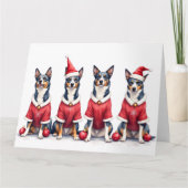 Blue Heeler Christmas Dress Santa Hat カード (正面)