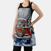 Blue Heeler Christmas Red Truck Holiday エプロン (インサイチュ)