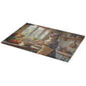 Blue Heeler Cooking in Kitchen カッティングボード (角)