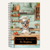 Blue Heeler Dog Chef Spiral Recipe Book ノートブック (正面)