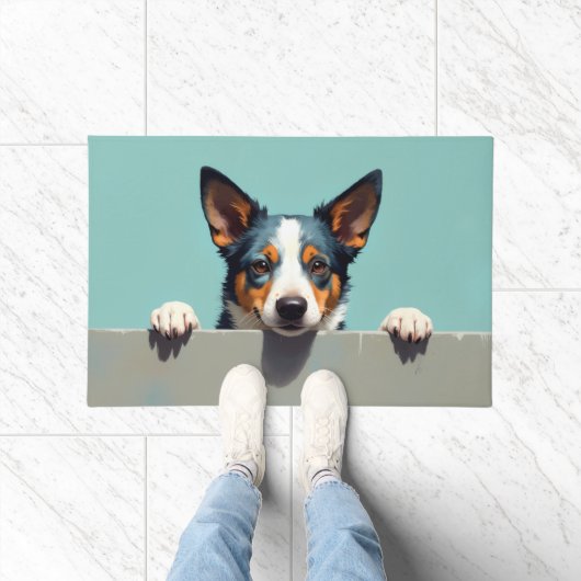 Blue Heeler Dog Doormat Art ドアマット (室内)